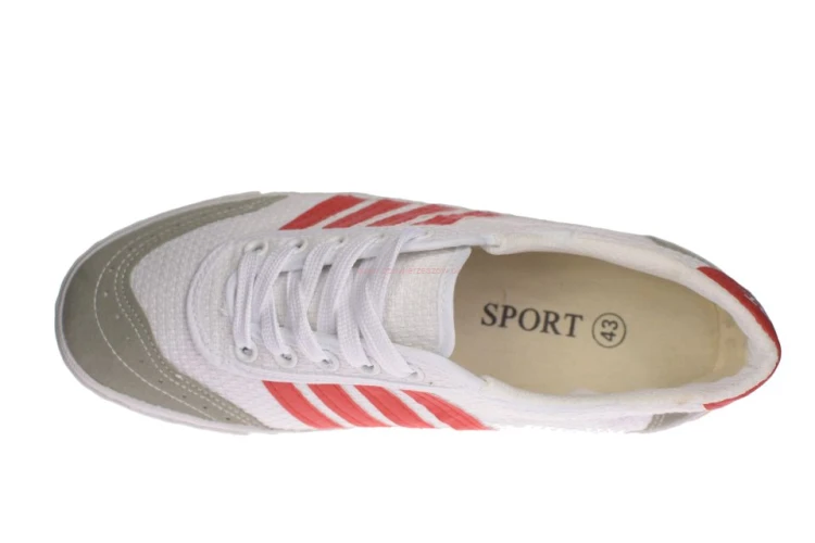 Buty na halę białe czerwone z tekstylną cholewką