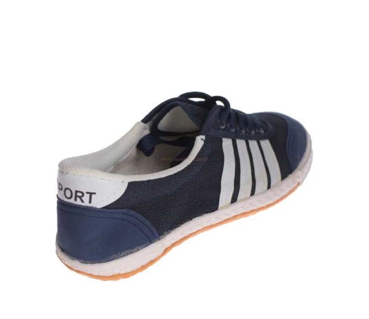 Granatowe buty na WF z tekstylną cholewką i eko zamszem