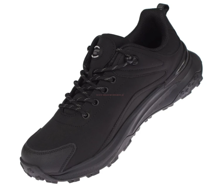 Czarne buty sportowe męskie American HL 224 widok z boku
