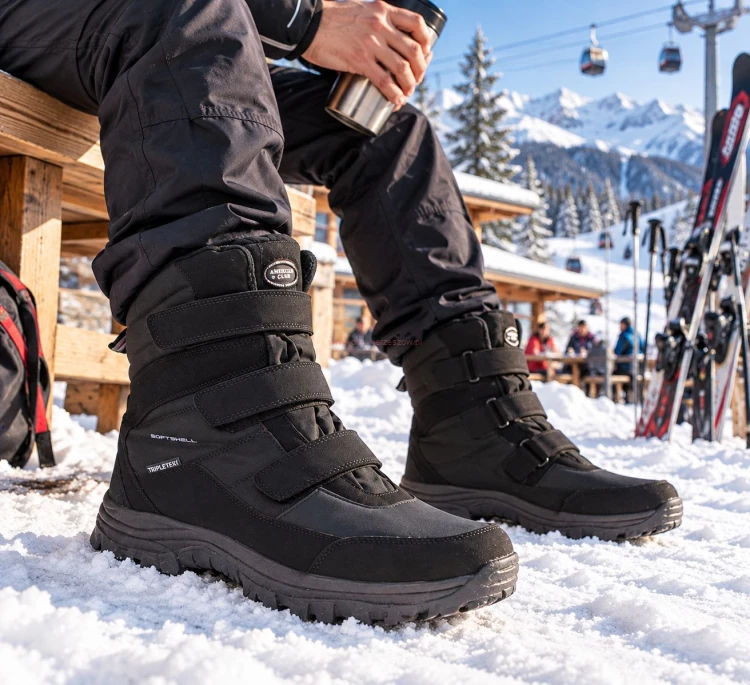 Wysokie buty zimowe męskie American SN49 na nogach