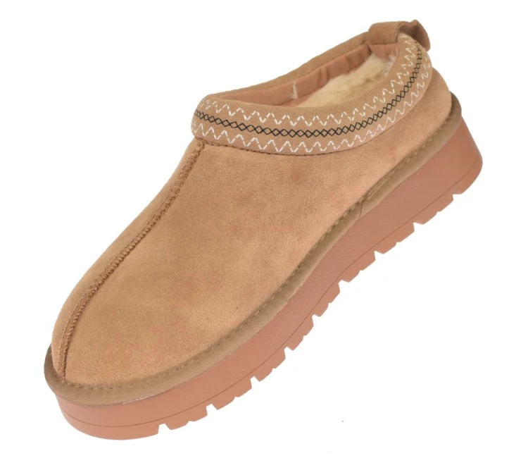 Naturalna skóra welurowa camel w botkach damskich American Club CY187