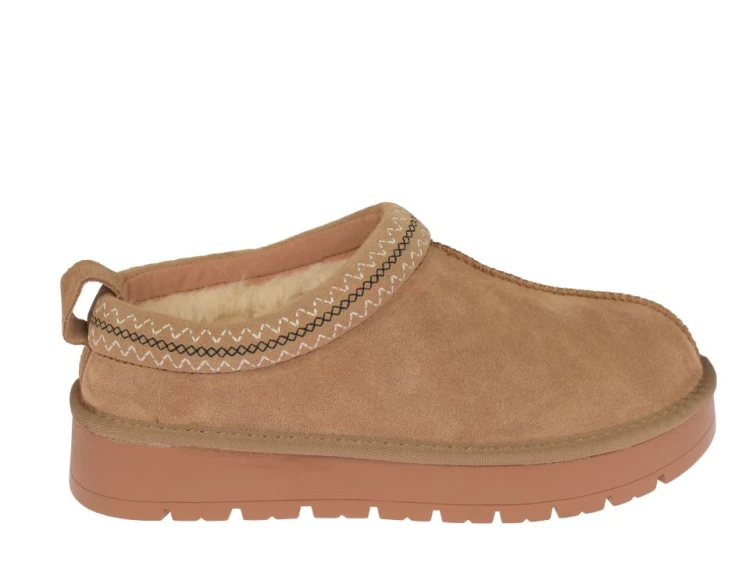Skórzane botki damskie CY187 camel – widok z boku