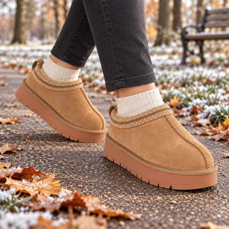 Niskie botki skórzane mule American CY187 camel – ujęcie pary na nogach