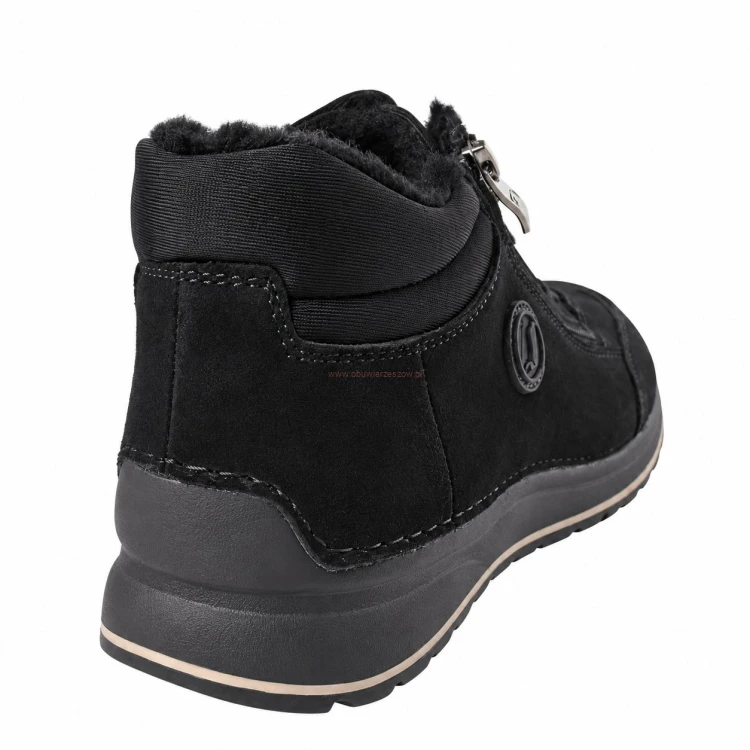 Czarne skórzane buty damskie barefoot Jankowski widok od tyłu